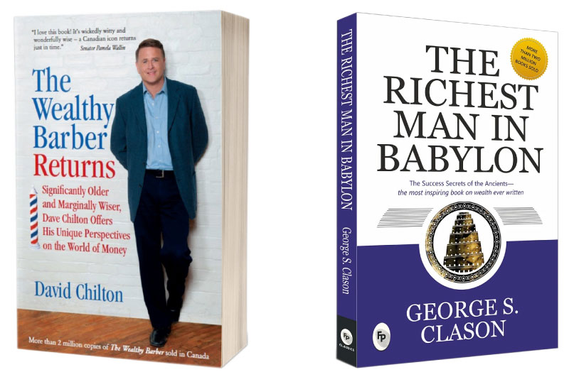 Book covers The Wealth Barber Returns and The Richest Man in Babylon